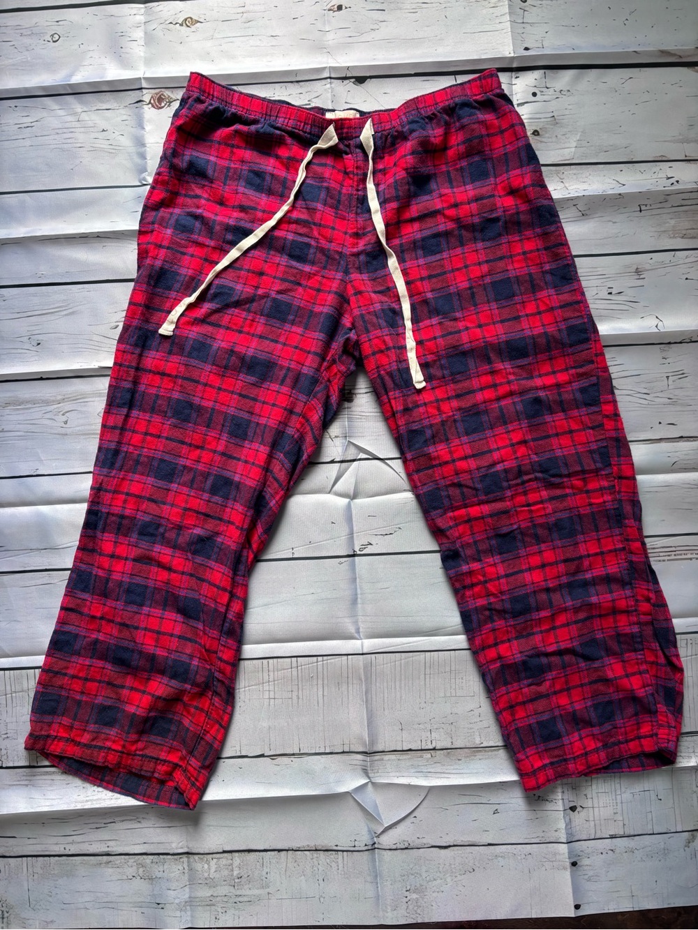 Women's Red Plaid Lounge Pajama Pants with Drawstring